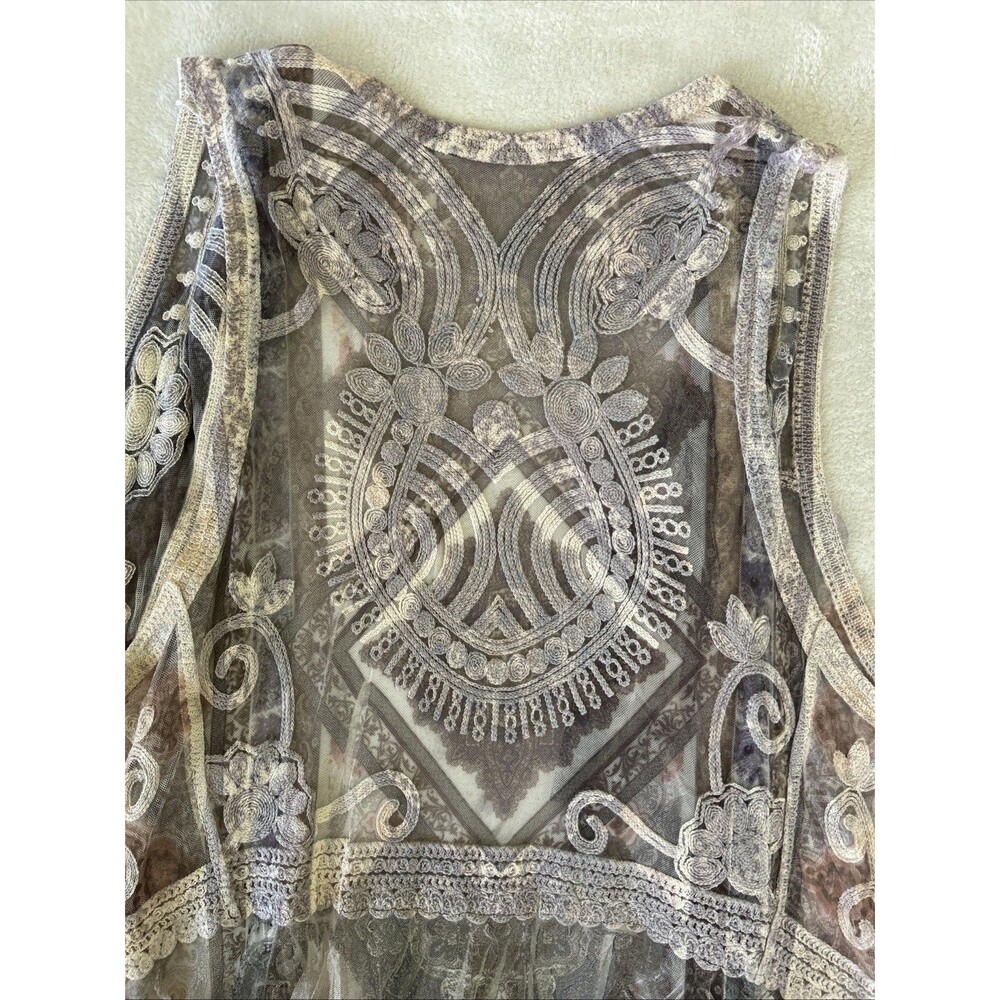 Origami Layers Of Tulle Boho Duster Vest Size OS Lagenlook Kimono - Picture 7 of 12